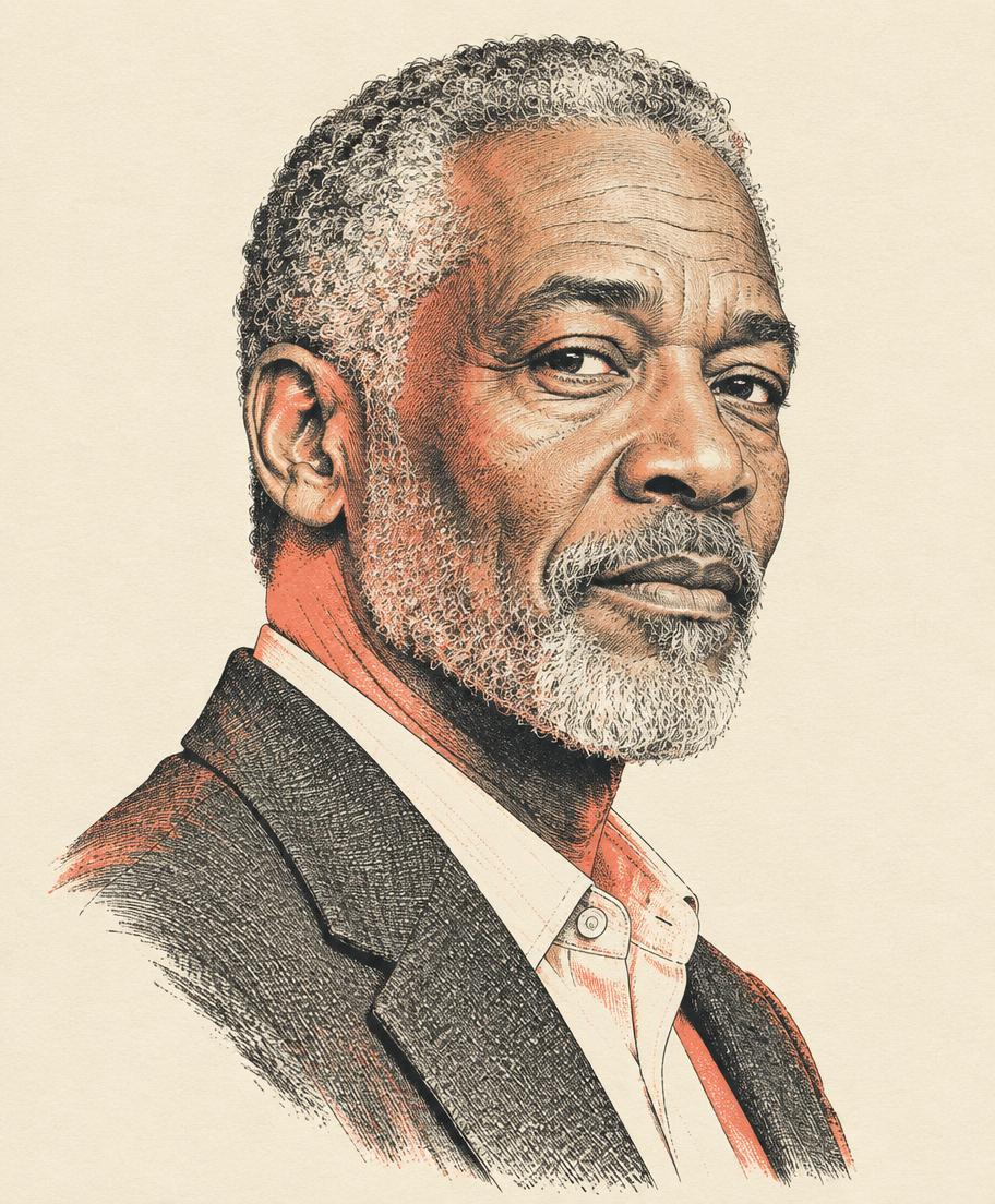 Illustrated portrait of Denzel Washington